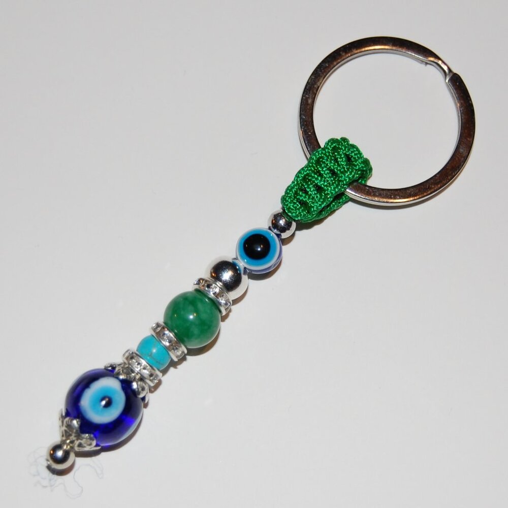 Hamsa Keychain,Evil Eye Keychain,Good Luck Keyring,Jade Stone